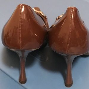 Brown patent leather heels